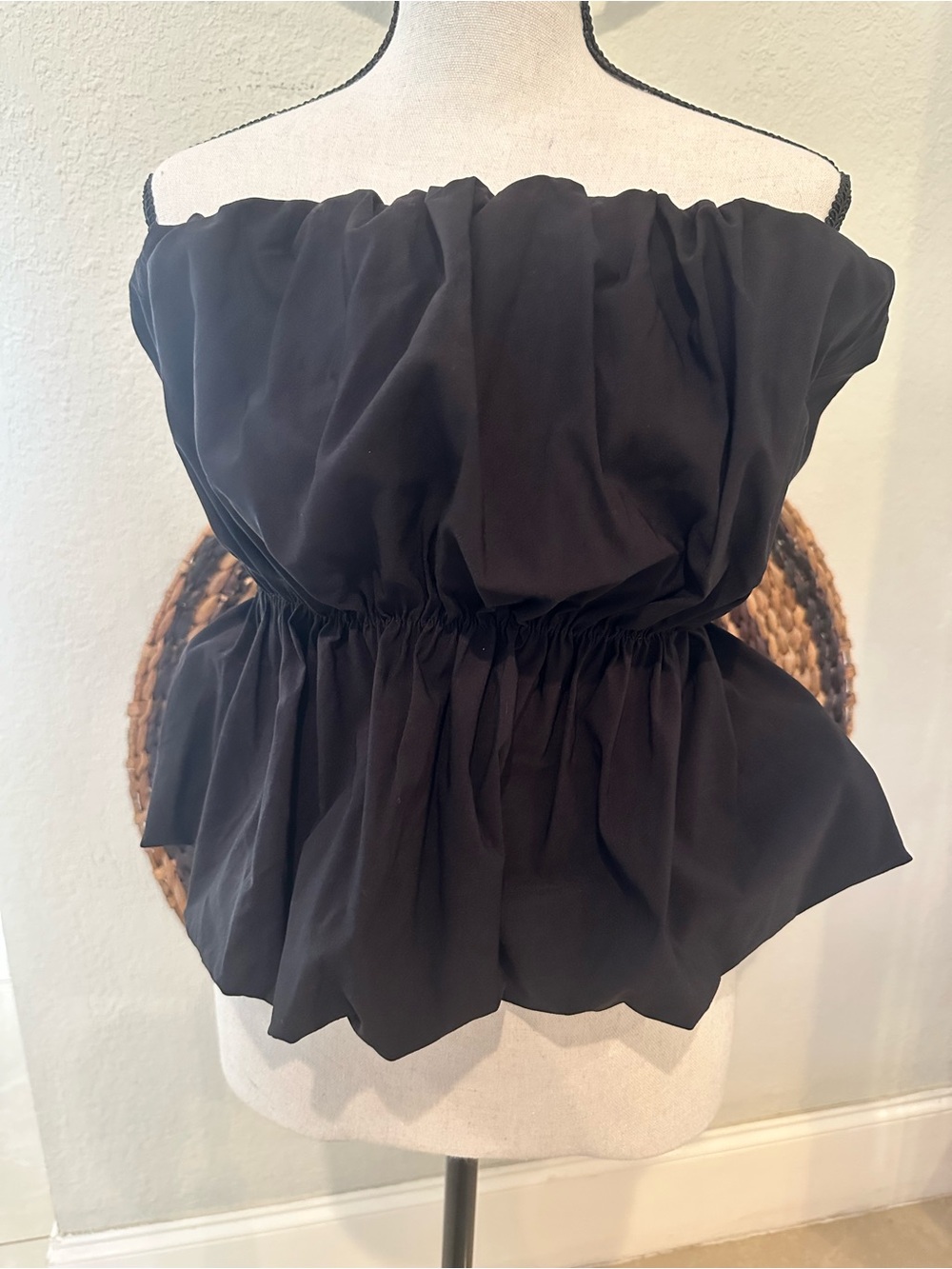 ZARA Black Bubble Strapless Peplum Top